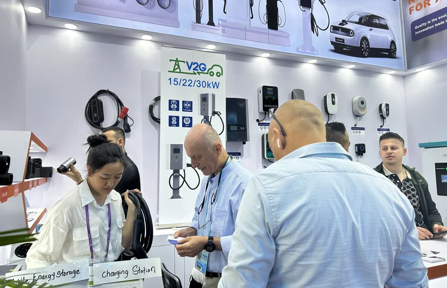 Natural Smart commercial EV charger product showcase at an exhibition