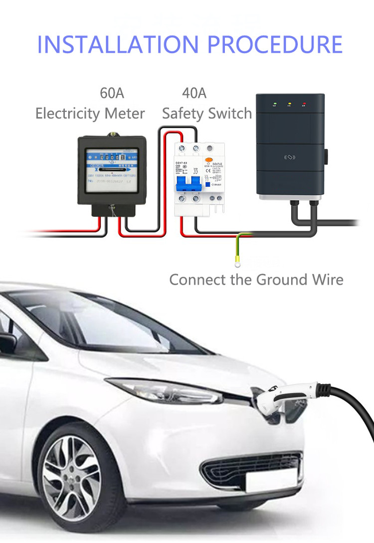 China New Design 7KW AC EV Home Charging Station Wallbox LCD Screen Optional1.4